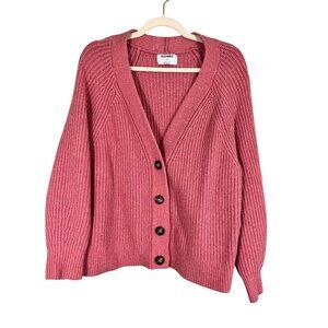 Retro Knit Cardigan Sweater Pink 2X Feminine Coquette Neutral Festive Grandpa